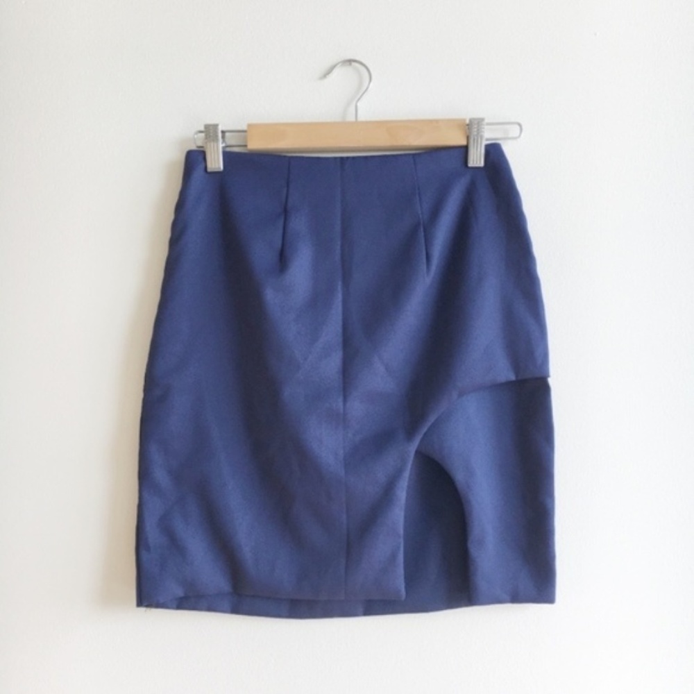 NWT Micha Navy Blue Side Slit Mini Skirt